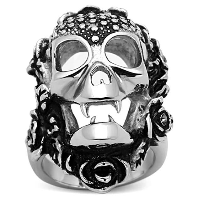 TK1203-9 High Polished No Plating Stainless Steel Ring with Top Grade Crystal, Black Diamond - Size 9