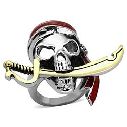 Two-Tone IP Gold Ion Plating Stainless Steel Ring with Epoxy, Siam - Size 12