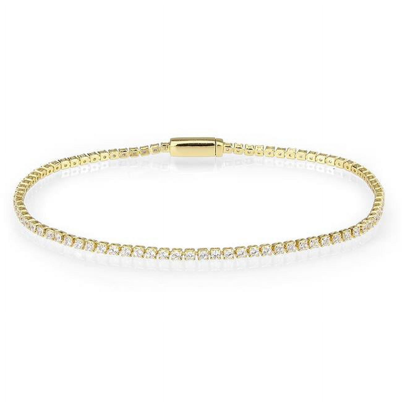 Picture of Alamode 3W1680-7 7 in. Gold Brass Bracelet with AAA Grade CZ&#44; Clear