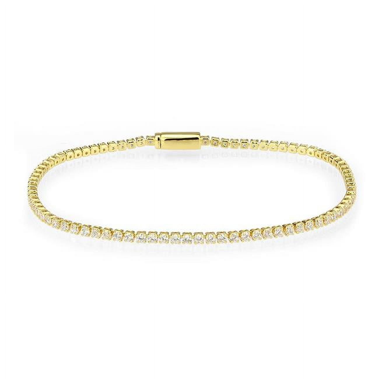 Picture of Alamode 3W1683-7 7 in. Gold Brass Bracelet with AAA Grade CZ&#44; Clear