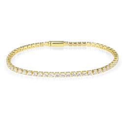 Picture of Alamode 3W1689-7 7 in. Gold Brass Bracelet with AAA Grade CZ&#44; Clear