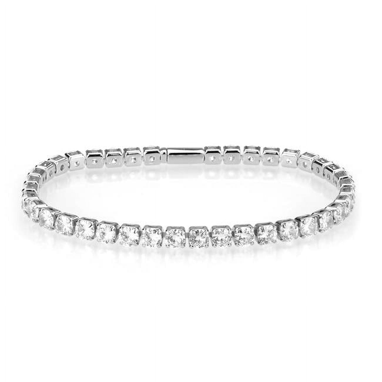 Picture of Alamode 3W1718-7 7 in. Rhodium Brass Bracelet with AAA Grade CZ&#44; Clear