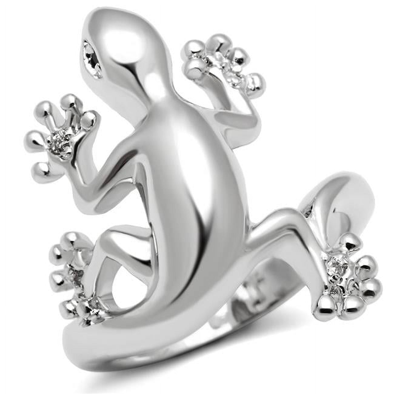 Rhodium Brass Ring with AAA Grade CZ, Black Diamond - Size 8