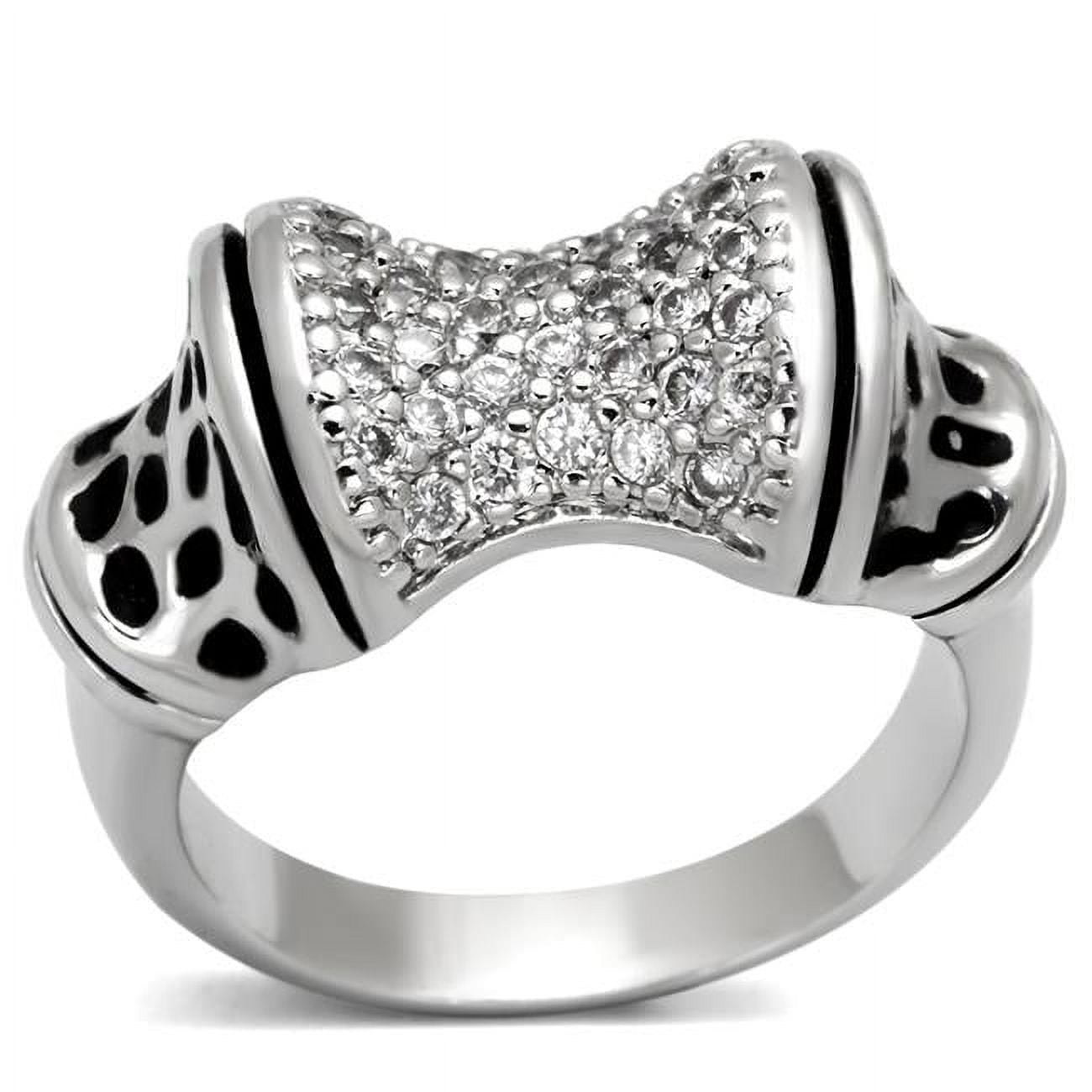 Rhodium Brass Ring with AAA Grade CZ, Clear - Size 10