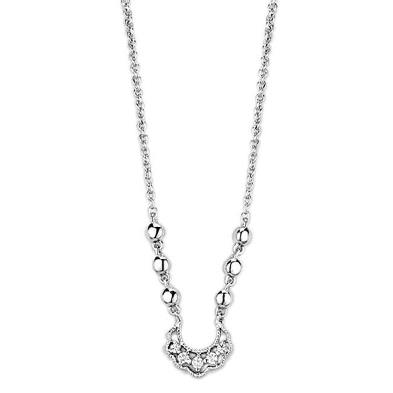 Picture of Alamode 3W448-16 16 in. Rhodium Brass Necklace with AAA Grade CZ, Clear