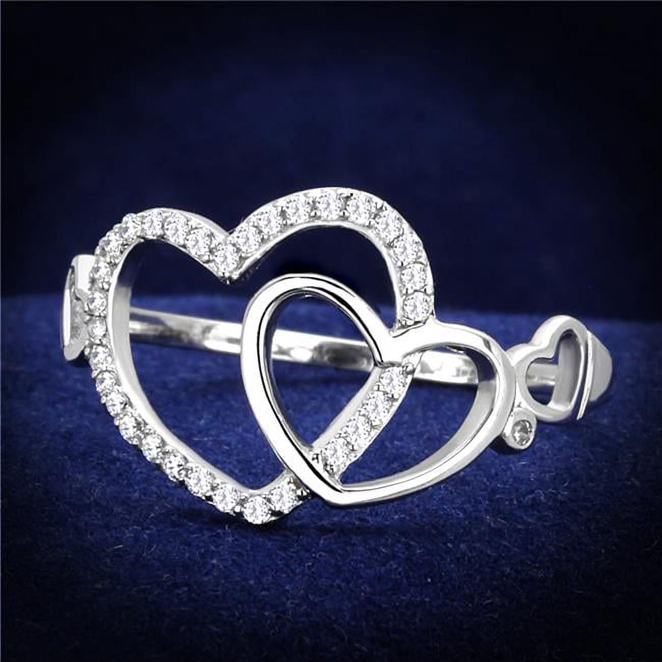 Women Rhodium 925 Sterling Silver Ring with AAA Grade CZ in Clear - Size 7
