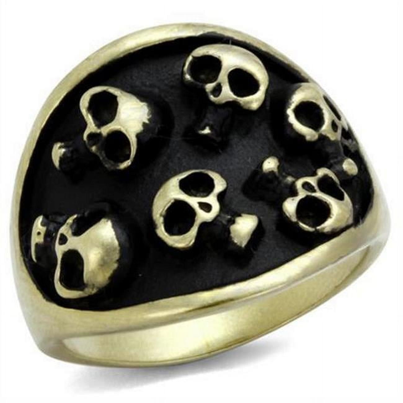 IP Antique Copper Stainless Steel Ring with Epoxy, Jet - Size 13
