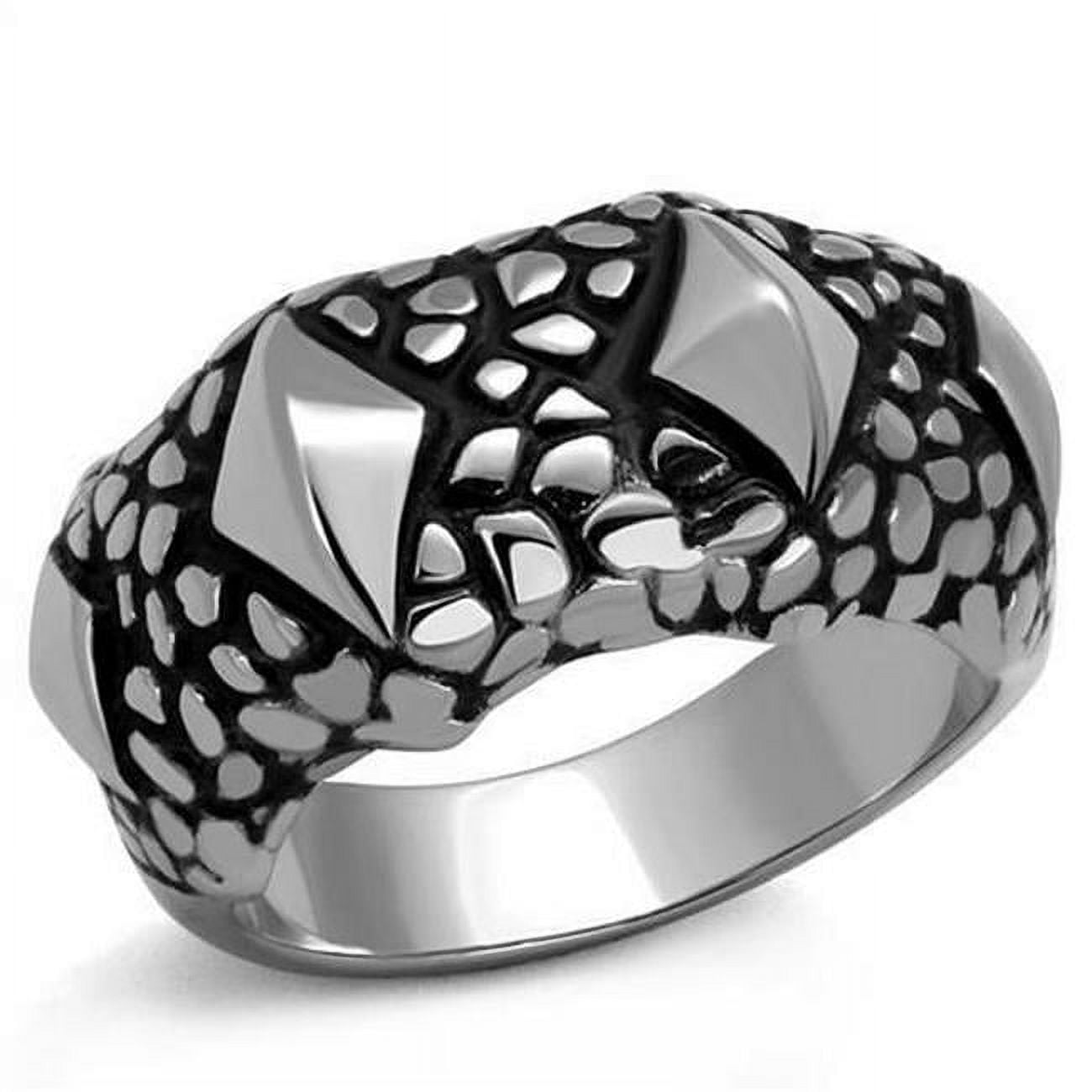 High Polished No Plating Stainless Steel Ring with Epoxy, Jet - Size 12