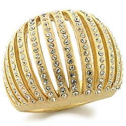 Picture of Alamode 9W174-8 Gold Brass Ring with Top Grade Crystal, Clear - Size 8