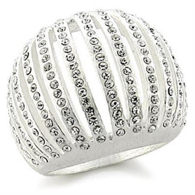 Picture of Alamode 9W175-5 Silver Brass Ring with Top Grade Crystal&#44; Clear - Size 5