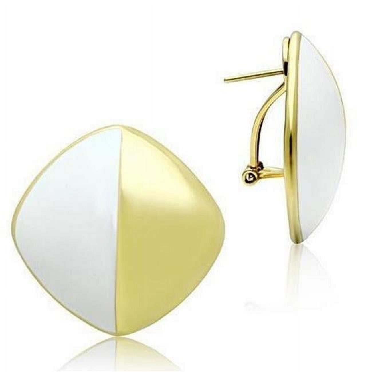 Picture of Alamode GL340 IP Gold Ion Plating Brass Earrings with Epoxy, White