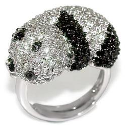 Rhodium & Ruthenium Brass Ring with AAA Grade CZ, Black Diamond - Size 9