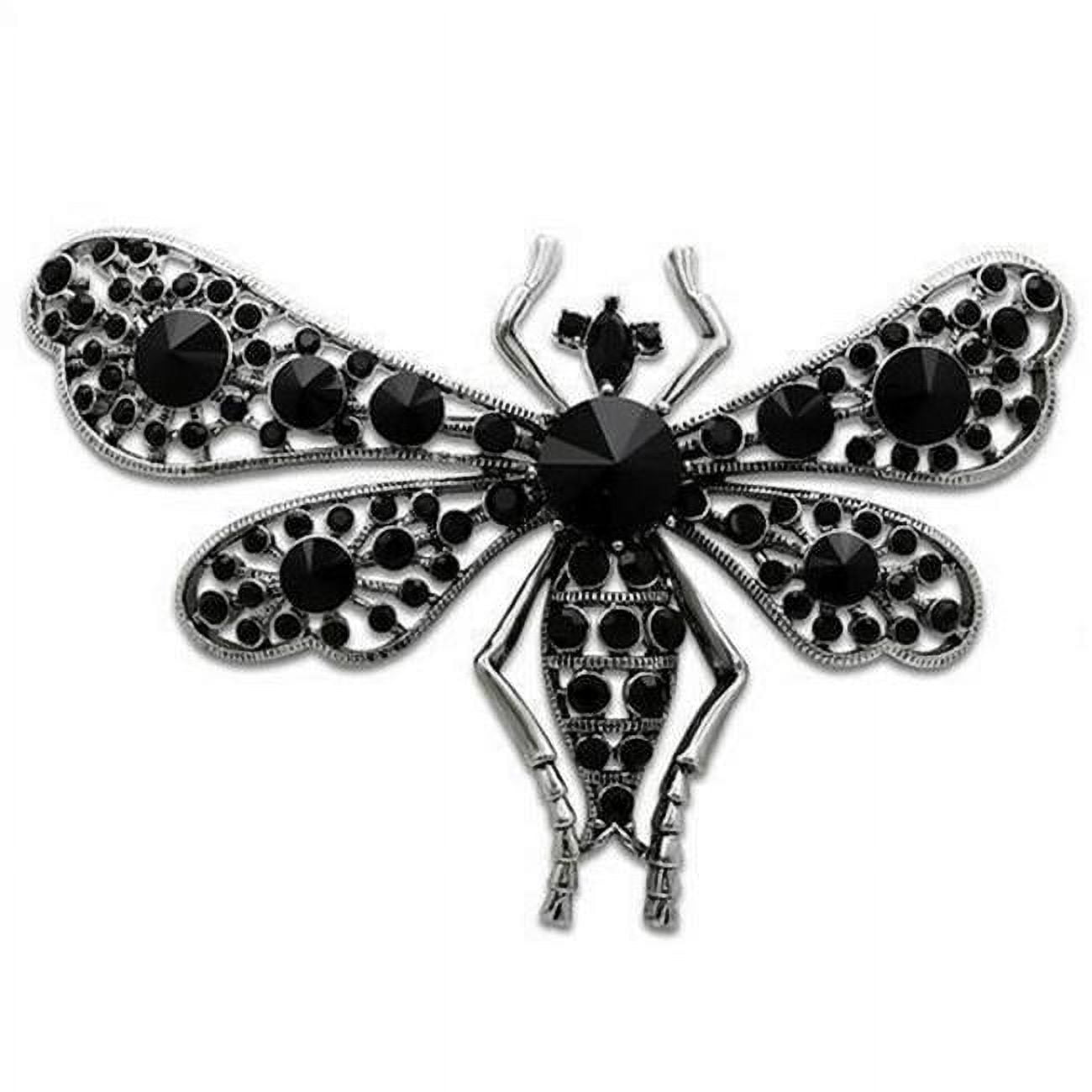 Picture of Alamode LO2391 Imitation Rhodium White Metal Brooches with Top Grade Crystal&#44; Jet