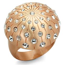 Picture of Alamode LO3514-6 Rose Gold Brass Ring with Top Grade Crystal, Clear - Size 6