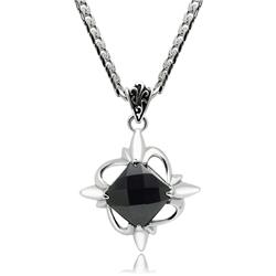 TK560-20 20 in. High Polished No Plating Stainless Steel Chain Pendant with Synthetic Onyx, Jet