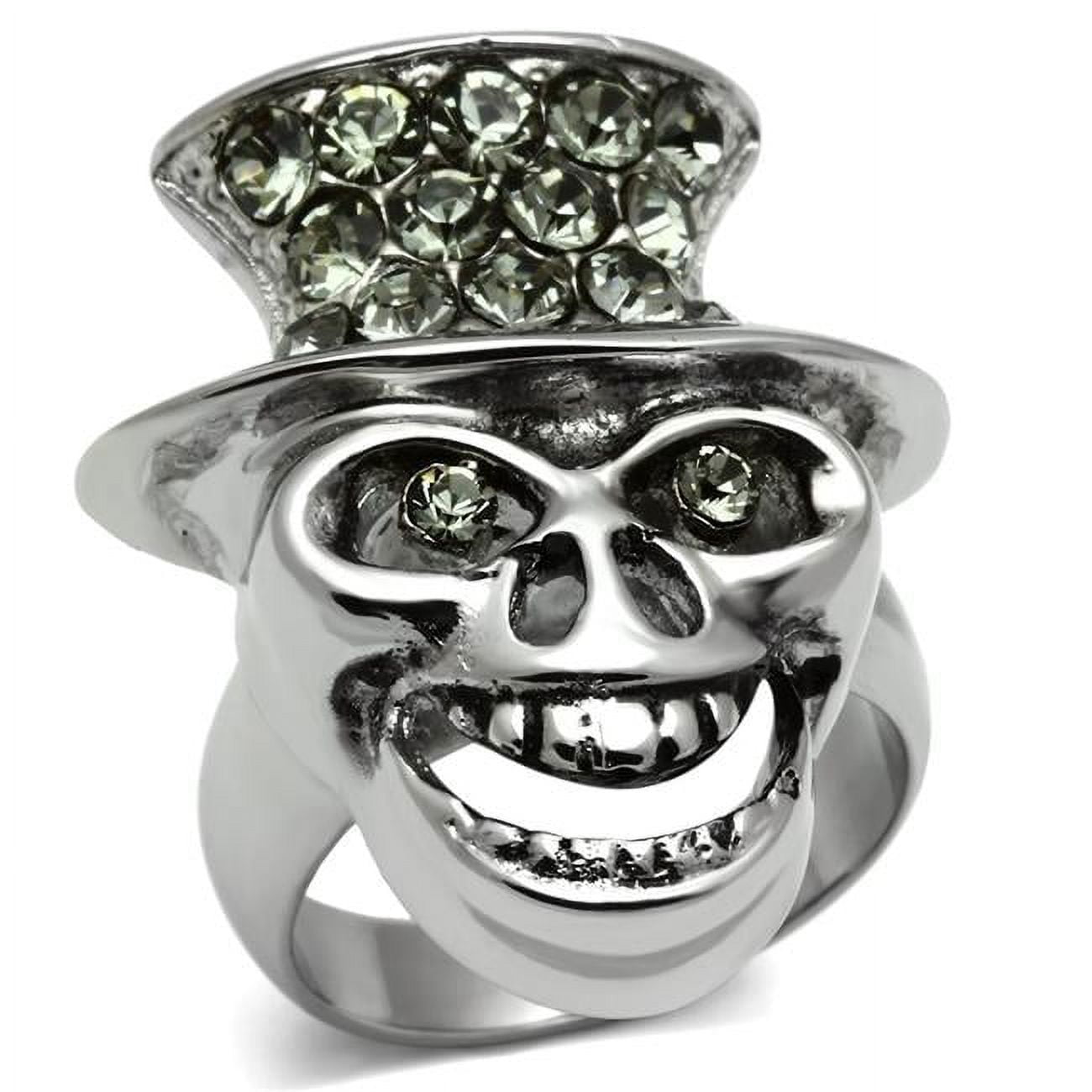 TK605-9 High Polished No Plating Stainless Steel Ring with Top Grade Crystal, Black Diamond - Size 9