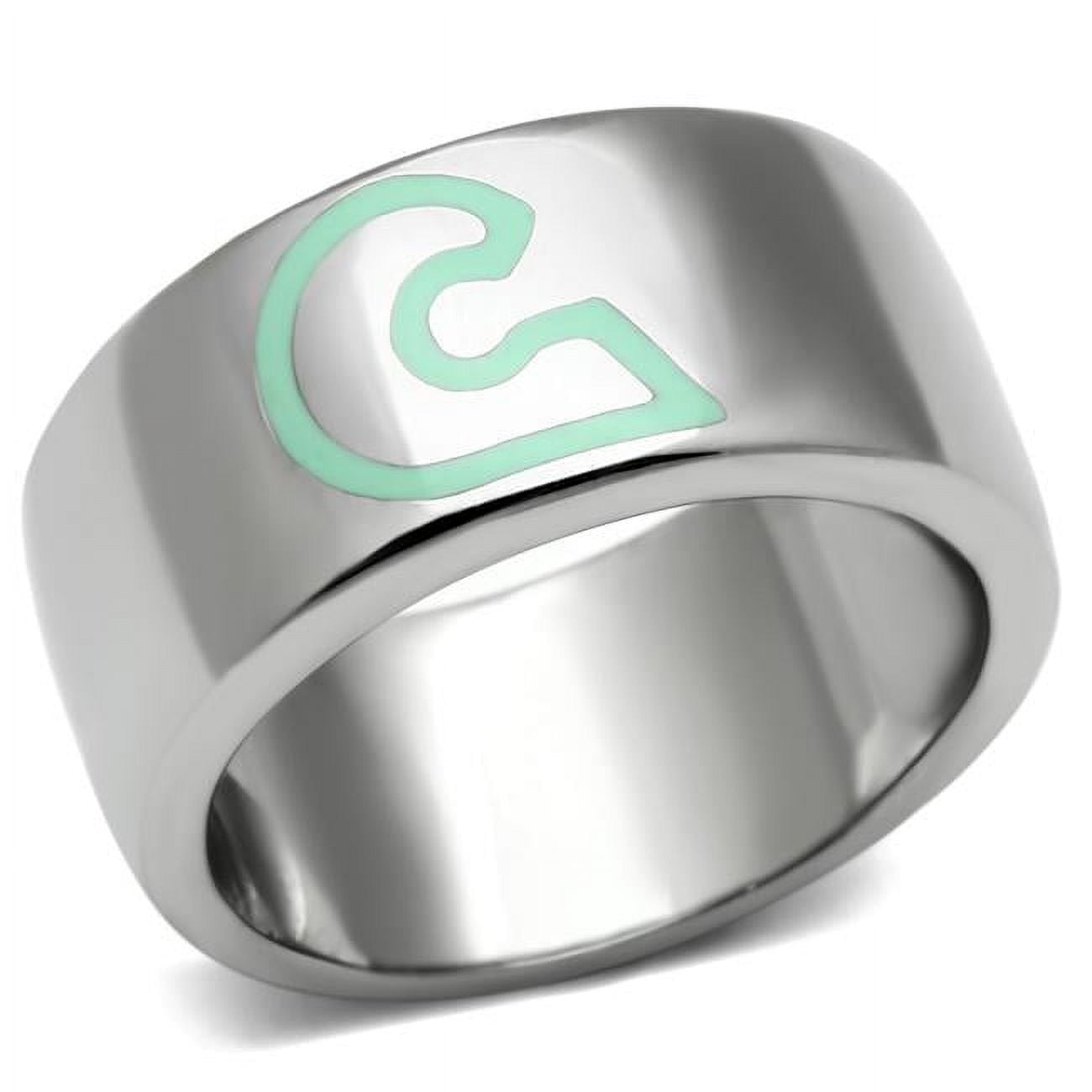 High Polished No Plating Stainless Steel Ring with Epoxy, Multi Color - Size 8