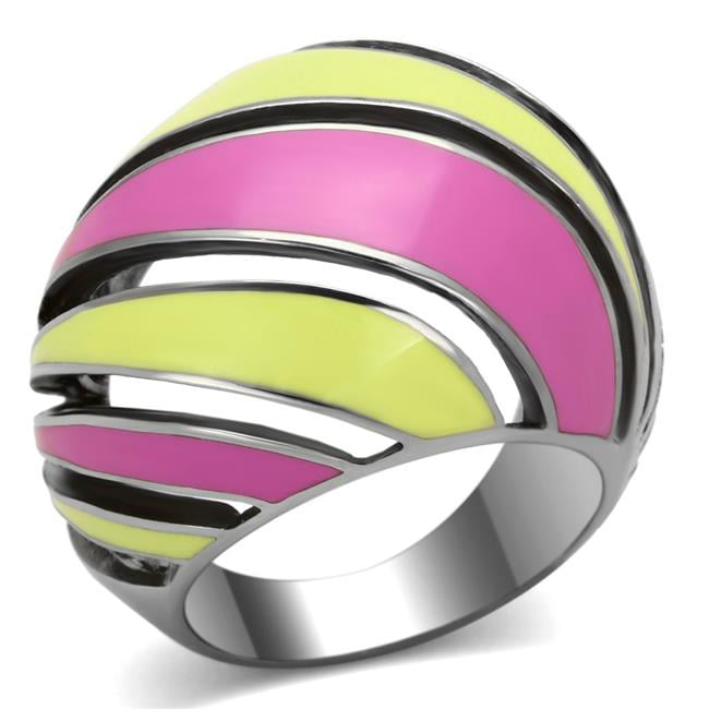 High Polished No Plating Stainless Steel Ring with Epoxy, Multi Color - Size 8
