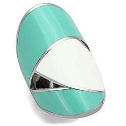 High Polished No Plating Stainless Steel Ring with Epoxy, Multi Color - Size 8