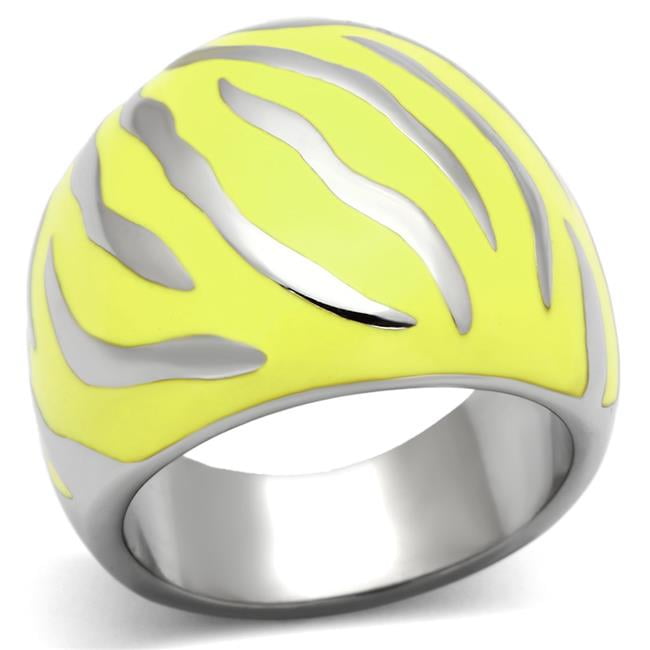 High Polished No Plating Stainless Steel Ring with Epoxy, Topaz - Size 5