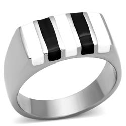 High Polished No Plating Stainless Steel Ring with Epoxy, Multi Color - Size 9