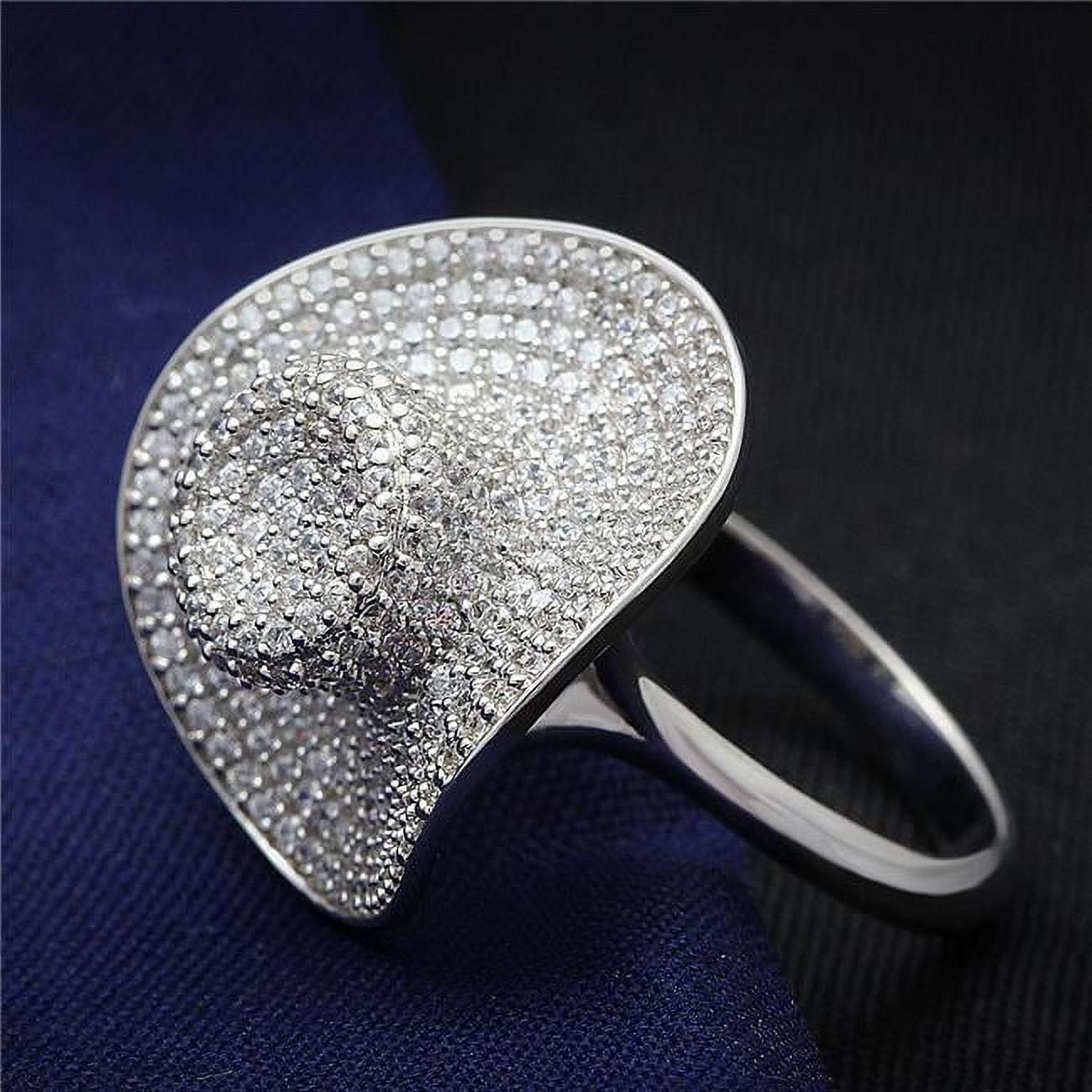 Rhodium 925 Sterling Silver Ring with AAA Grade CZ, Clear - Size 8