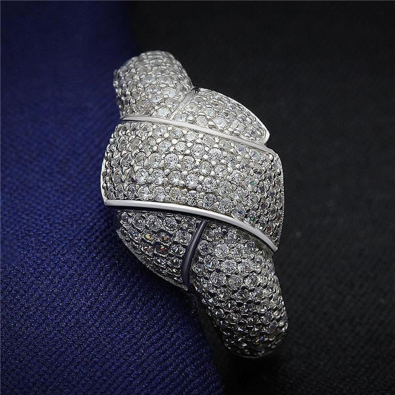 Rhodium 925 Sterling Silver Ring with AAA Grade CZ, Clear - Size 7