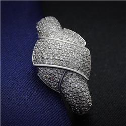 Rhodium 925 Sterling Silver Ring with AAA Grade CZ, Clear - Size 8