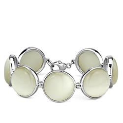 Picture of Alamode LOS762-7.5 7.5 in. High-Polished 925 Sterling Silver Bracelet with Synthetic Cat Eye&#44; White