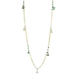 Picture of Alamode LOS793-50 50 in. Matte Gold 925 Sterling Silver Necklace with Synthetic Turquoise&#44; Multi Color