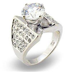 Rhodium 925 Sterling Silver Ring with AAA Grade CZ, Clear - Size 9