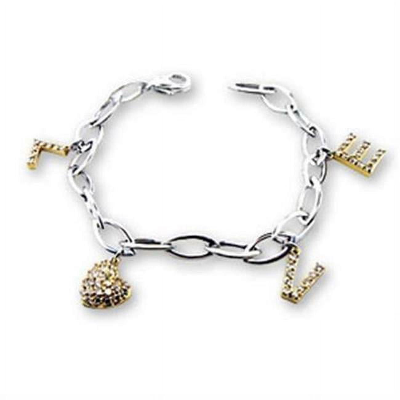 Picture of Alamode S56206-7 7 in. Reverse Two-Tone 925 Sterling Silver Bracelet with AAA Grade CZ&#44; Clear