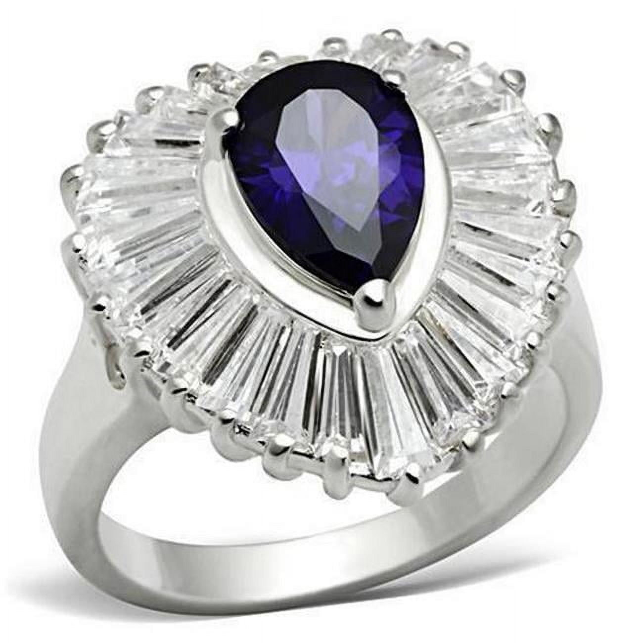 Picture of Alamode SS004-10 Silver 925 Sterling Silver Ring with AAA Grade CZ&#44; Tanzanite - Size 10