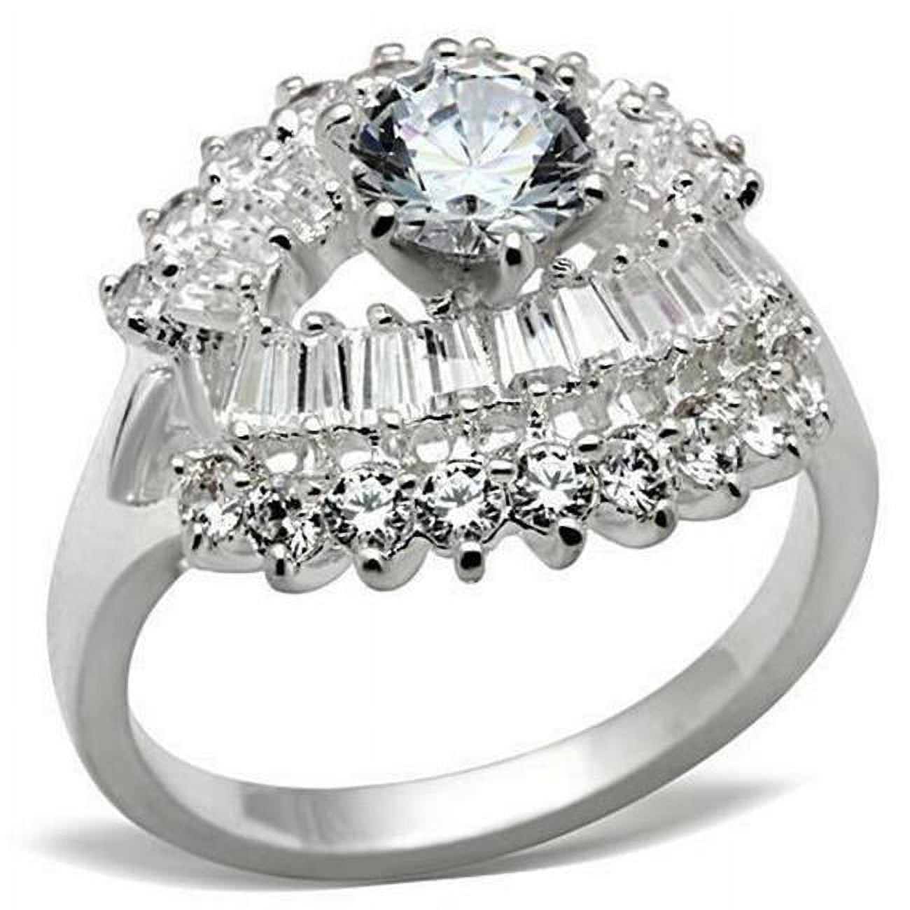 Silver 925 Sterling Silver Ring with AAA Grade CZ, Clear - Size 7