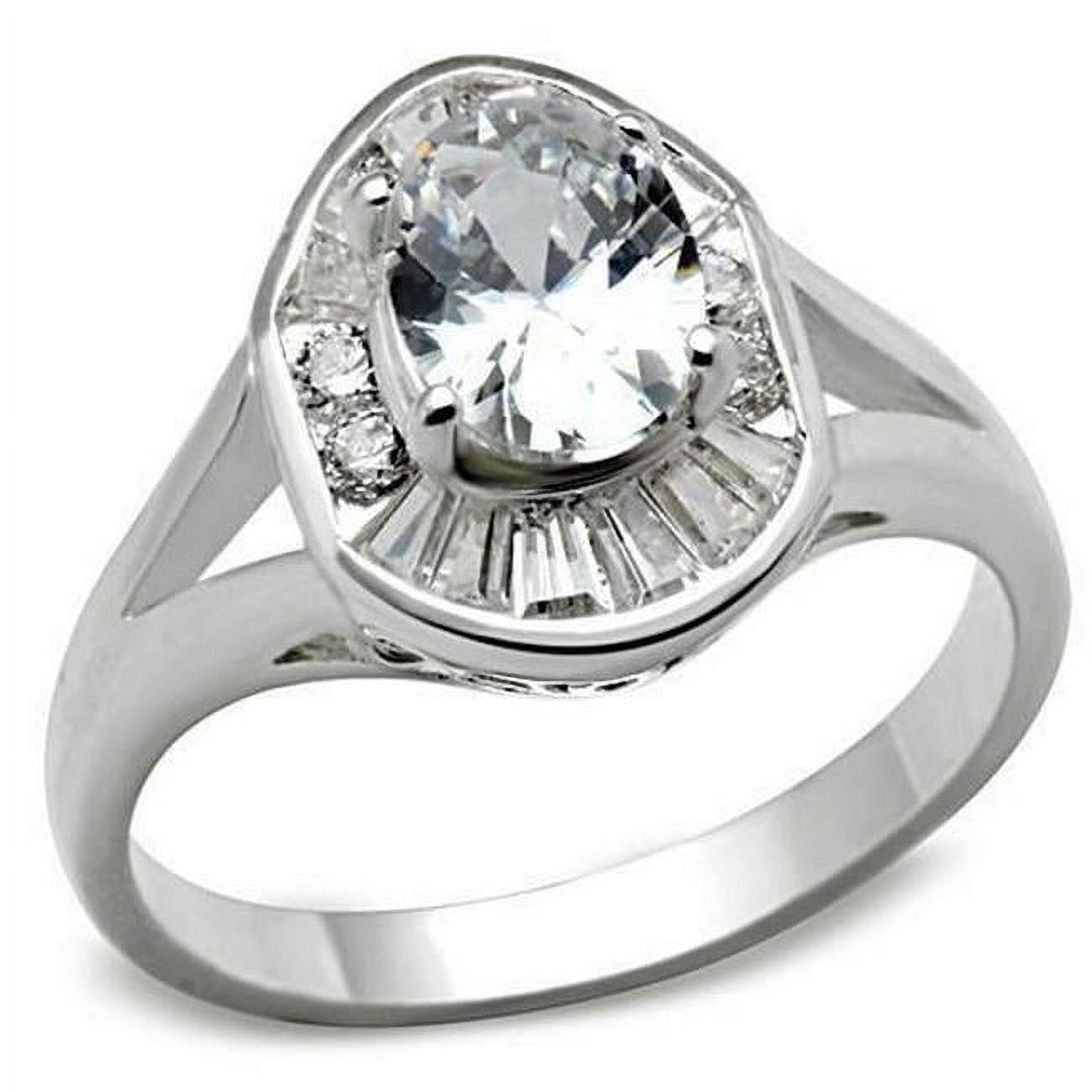 Picture of Alamode SS046-5 Silver 925 Sterling Silver Ring with AAA Grade CZ, Clear - Size 5
