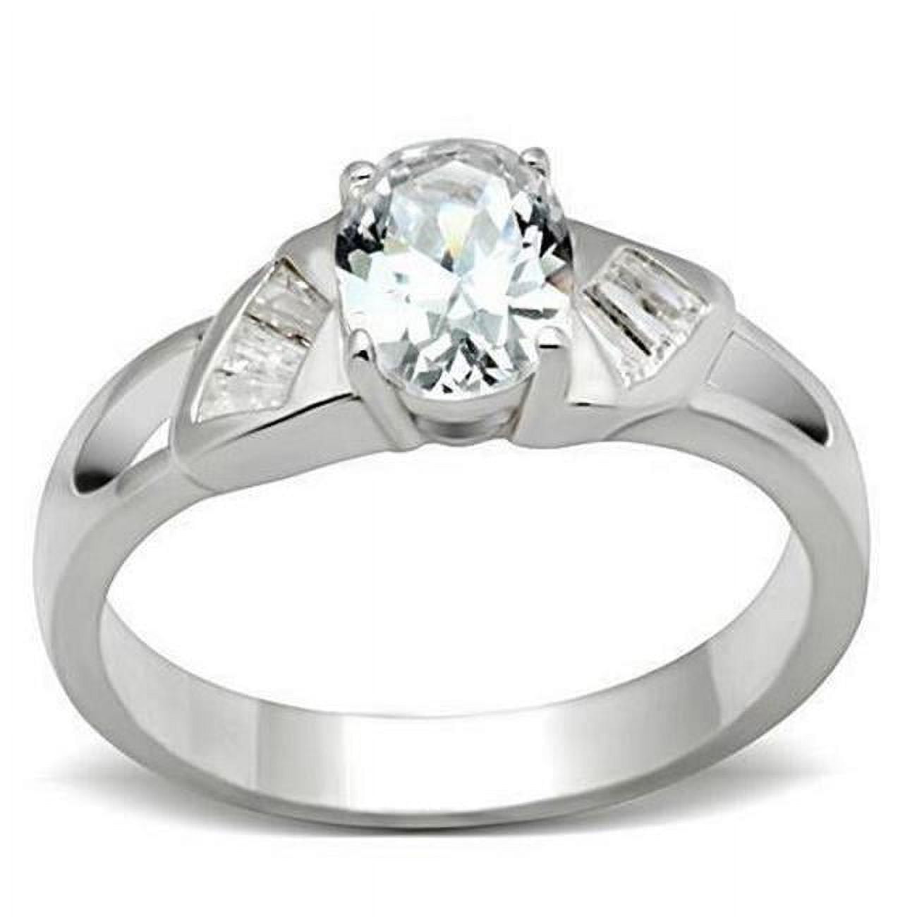Silver 925 Sterling Silver Ring with AAA Grade CZ, Clear - Size 6