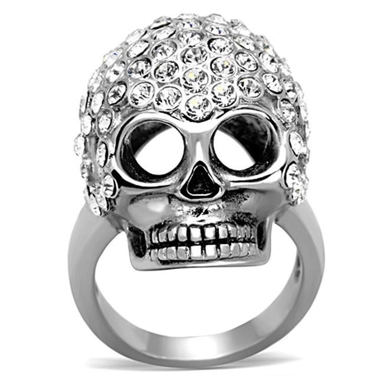 High Polished No Plating Stainless Steel Ring with Top Grade Crystal, Clear - Size 7