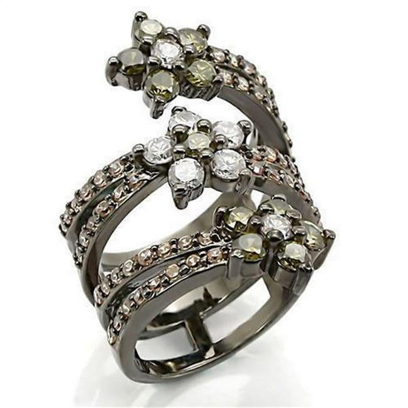 Picture of Alamode 0W293-5 Ruthenium Brass Ring with AAA Grade CZ, Multi Color - Size 5