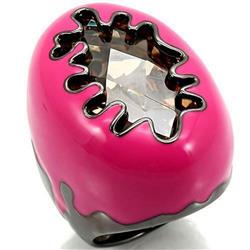 0W309-10 Ruthenium Brass Ring with AAA Grade CZ, Champagne - Size 10