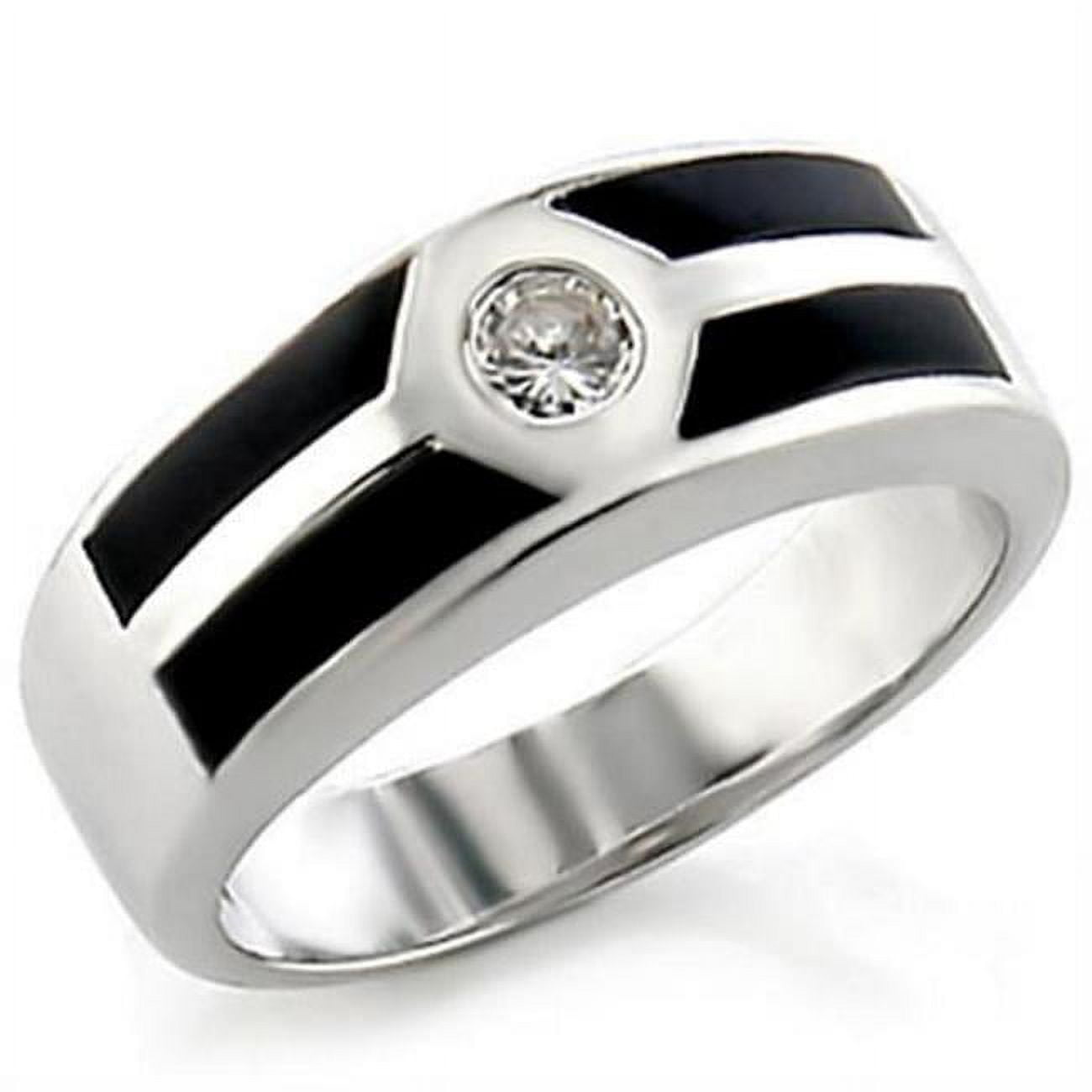 Rhodium Brass Ring with AAA Grade CZ, Clear - Size 5
