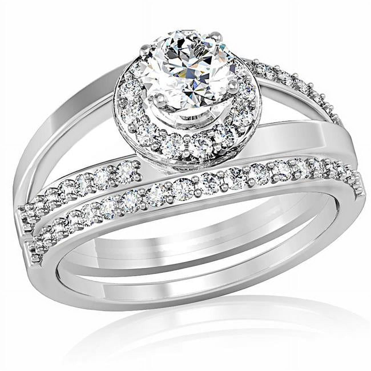 Rhodium Brass Ring with AAA Grade CZ, Clear - Size 9