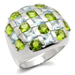 Picture of Alamode 30825-5 High-Polished 925 Sterling Silver Ring with AAA Grade CZ&#44; Multi Color - Size 5