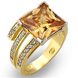 Picture of Alamode 31221-5 Gold & Rhodium 925 Sterling Silver Ring with AAA Grade CZ&#44; Champagne - Size 5