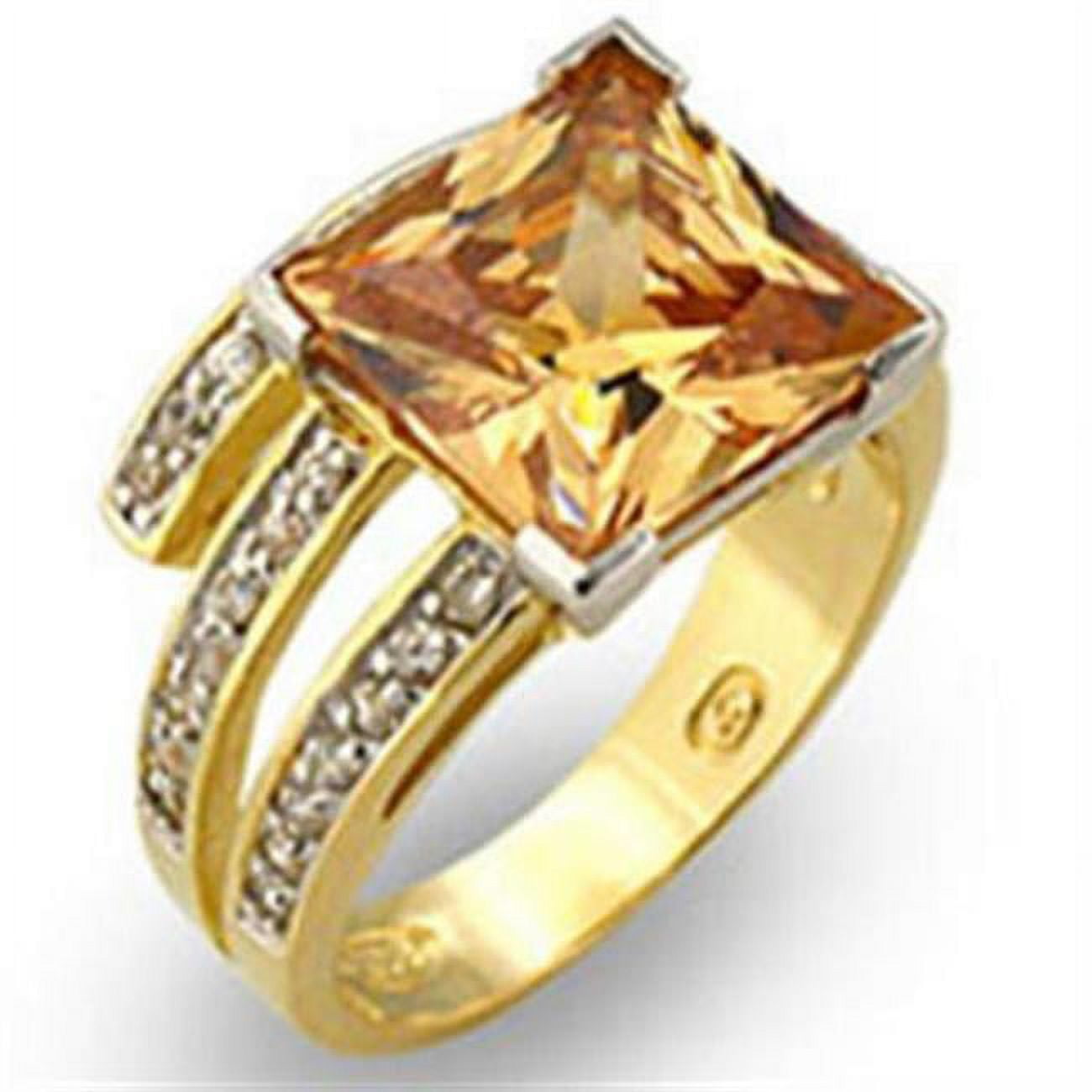 Picture of Alamode 31221-6 Gold & Rhodium 925 Sterling Silver Ring with AAA Grade CZ&#44; Champagne - Size 6