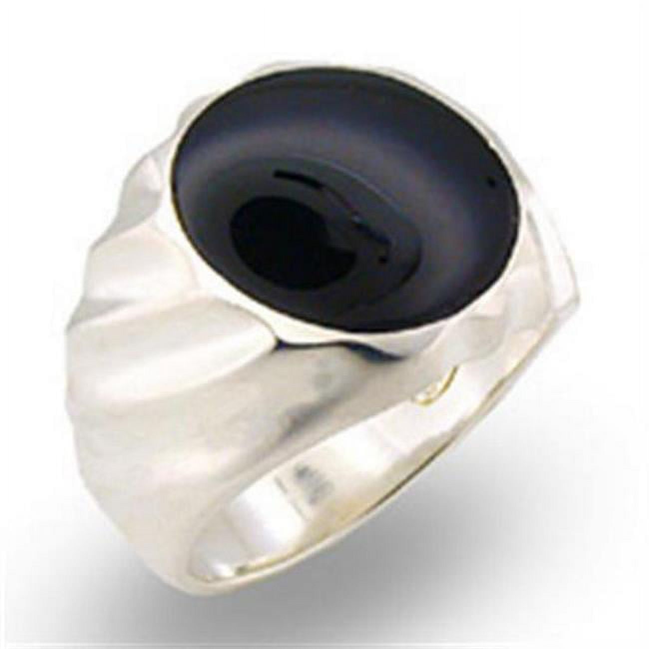 Picture of Alamode 31501-10 High-Polished 925 Sterling Silver Ring with Semi-Precious Onyx&#44; Jet - Size 10