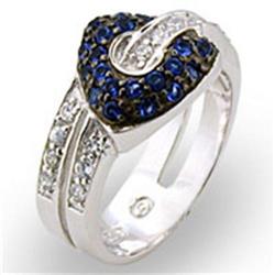 Picture of Alamode 31708-9 Rhodium & Ruthenium 925 Sterling Silver Ring with Synthetic Spinel&#44; Montana Blue - Size 9