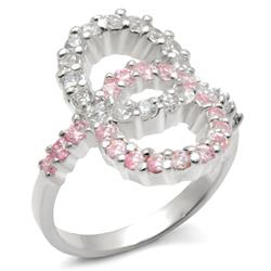 Picture of Alamode 32516-5 High-Polished 925 Sterling Silver Ring with AAA Grade CZ&#44; Rose - Size 5