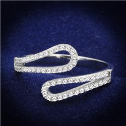 Women Rhodium 925 Sterling Silver Ring with AAA Grade CZ in Clear - Size 7