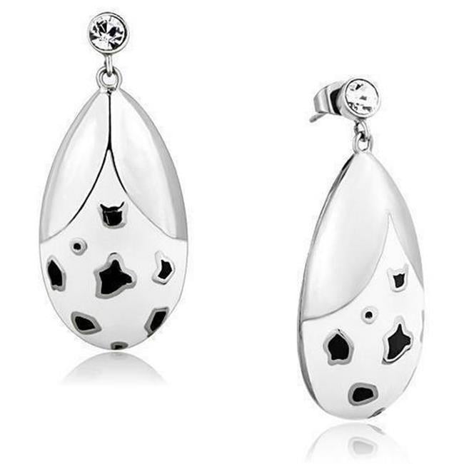 Picture of Alamode TK1462 High Polished No Plating Stainless Steel Earrings with Top Grade Crystal, Clear