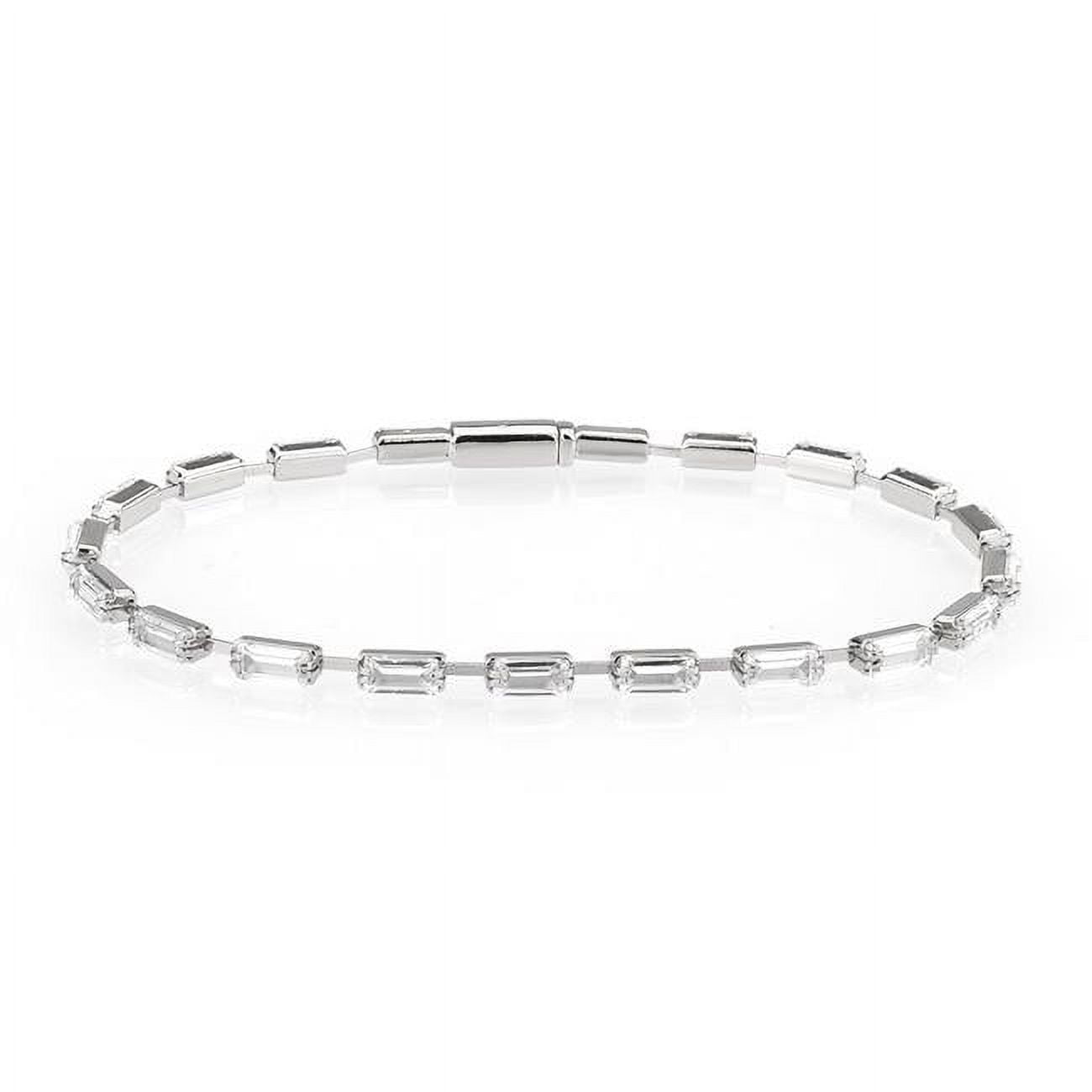 Picture of Alamode 3W1709-7 7 in. Rhodium Brass Bracelet with AAA Grade CZ&#44; Clear
